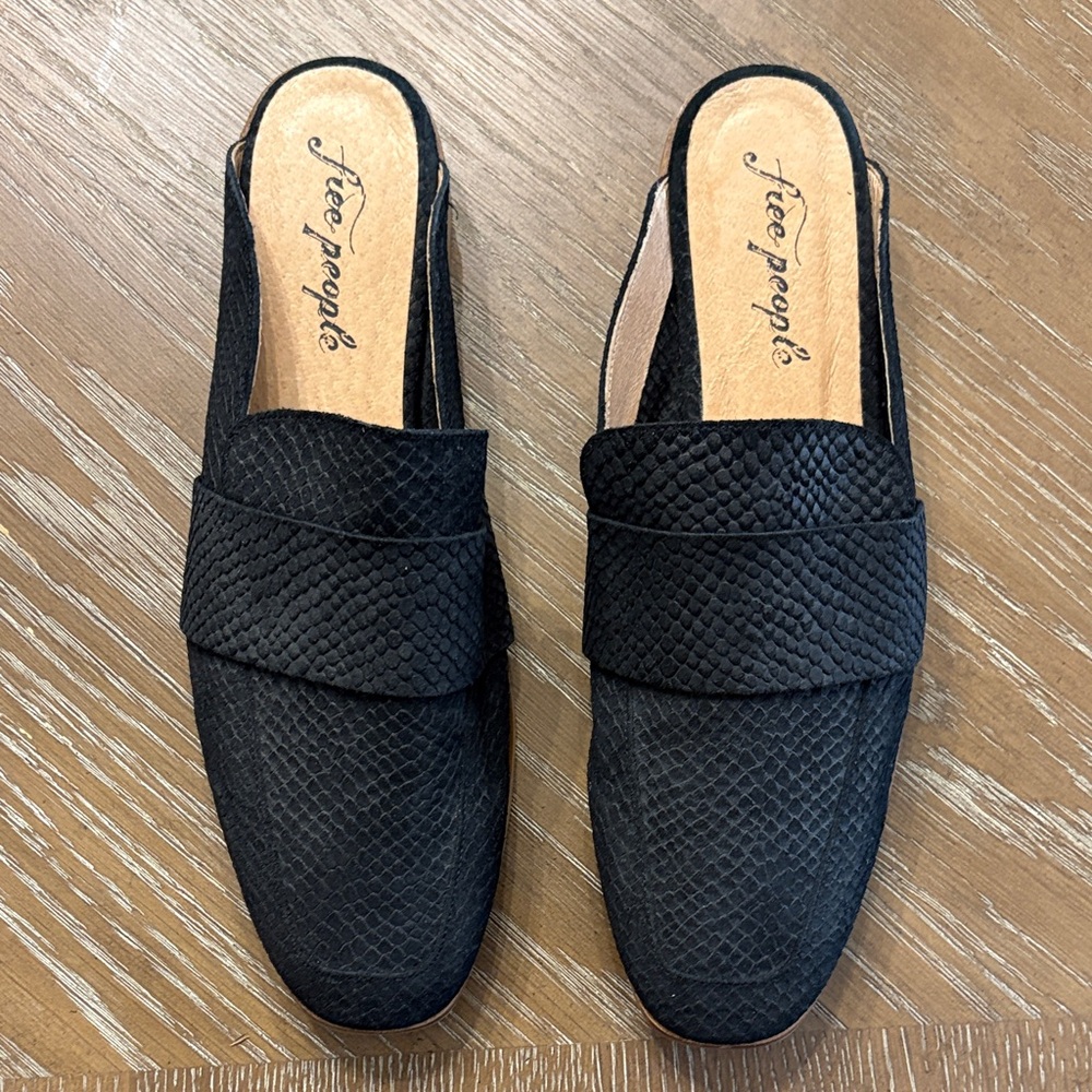 Free People‎ Black At Ease Slip On Slide Loafer Size 41